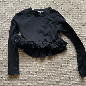 UO ruffle cropped sweatshirt